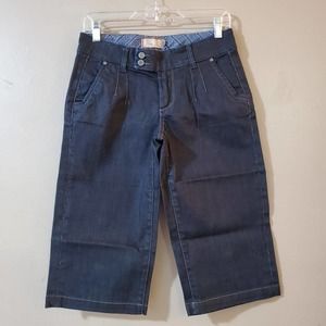 Paige Townsend Womens Pedal Pushers Capri Jeans Size 28 Dark Blue Pleated Low